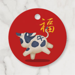 Cute Zodiac Ox "Fortune" kinesiskt nyår Gåvor Etiketter