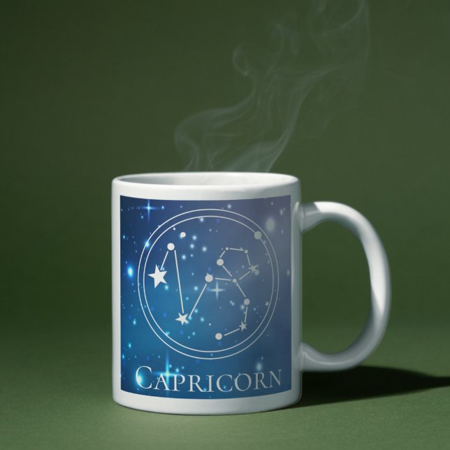 Cute Zodiac Sign CAPRICORN Lila Blue Monogram Mugg (Cute Zodiac Sign CAPRICORN Purple Blue Monogram Mug)