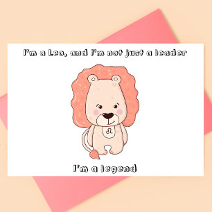 Cute Zodiac Sign Leo i Kawaii Stil Vykort