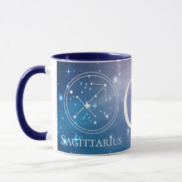 Cute Zodiac Sign SAGITTARIUS Lila Blue Monogram Mugg