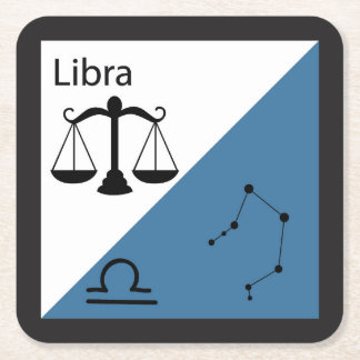 Cute Zodiac-symbol, Sign & Star Layout-Libra Underlägg Papper Kvadrat