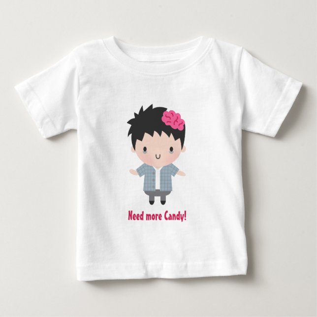 Cute Zombie Boy, Candy, Baby Halloween Tee Shirt (Framsida)