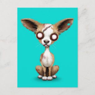 Cute Zombie Chihuahua Puppy Hund på Blue Vykort