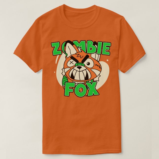 Cute Zombie Fox Funny Halloween Zombie Animals T Shirt (Design framsida)