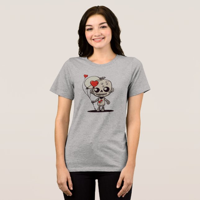 Cute Zombie Friend - Heart-Shaped Boll i Kärlek T Shirt (Framsida Full)
