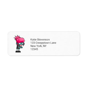 Cute Zombie Girl Illustration Returadress Etikett