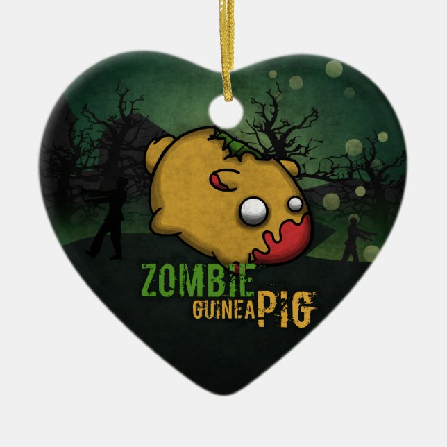 Cute Zombie Guinea Pig Julgransprydnad Keramik (Framsidan)