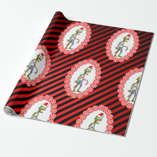 Cute Zombie med Candy cane jul Presentpapper