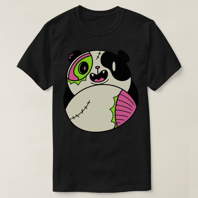 Cute Zombie Panda Funny Halloween Animals T Shirt (Design framsida)