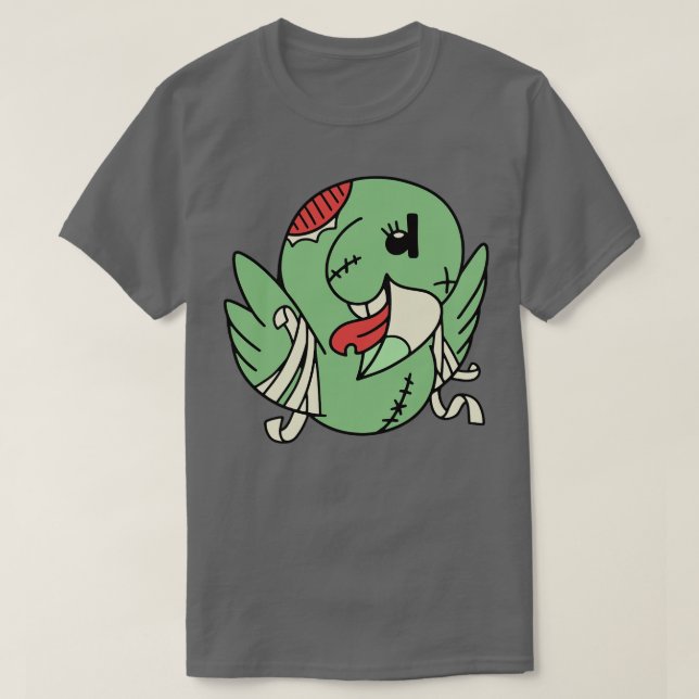 Cute Zombie Parrot Funny Halloween Animals T Shirt (Design framsida)