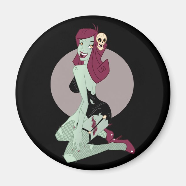 Cute Zombie Pin-Up Girl Magnet (Framsidan)