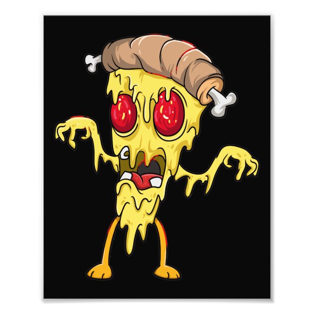 Cute Zombie Pizza-segment Fototryck (Framsidan)