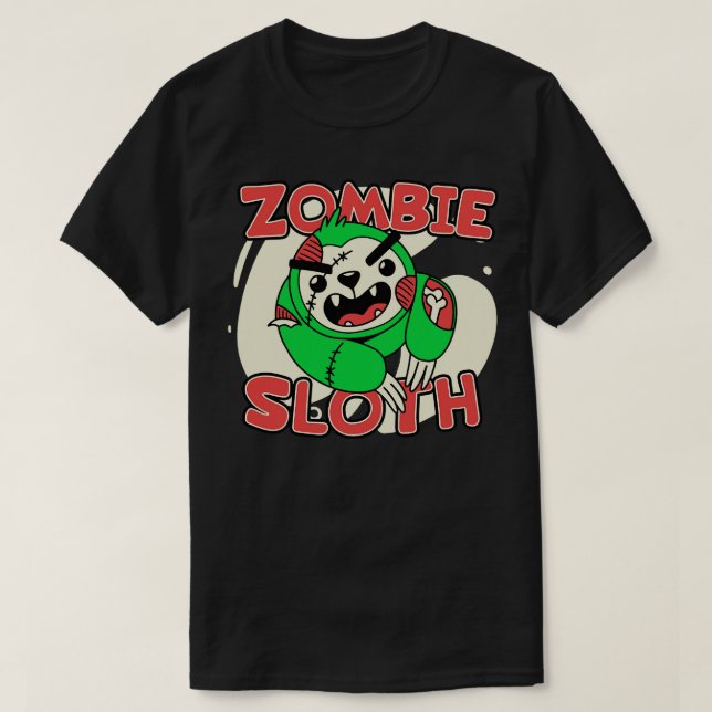 Cute Zombie Sloth Funny Halloween Zombie Animals T Shirt (Design framsida)