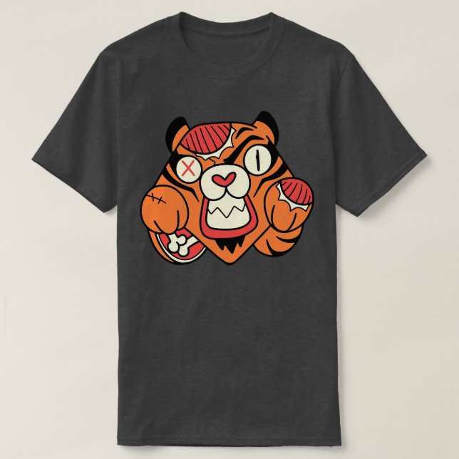 Cute Zombie Tiger Funny Halloween Animals T Shirt (Design framsida)