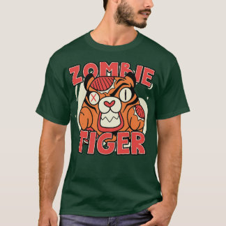 Cute Zombie Tiger Funny Halloween Zombie Animals T Shirt