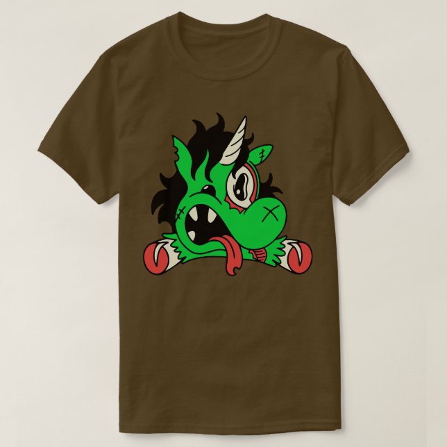 Cute Zombie Unicorn Funny Halloween Animals T Shirt (Design framsida)