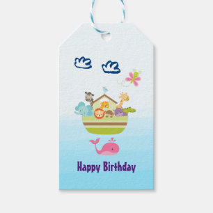 Cute Zoo Animal Ark med fjäril och val Presentetikett