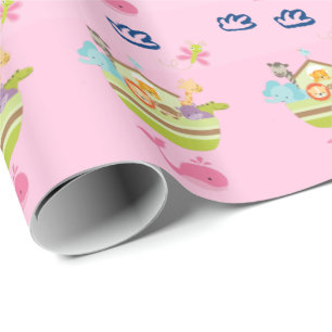 Cute Zoo Animal Ark med fjäril och val Presentpapper