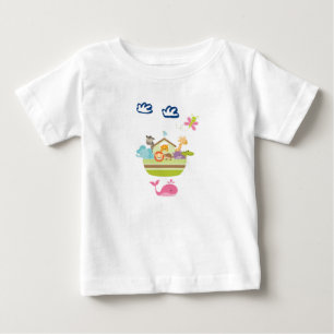 Cute Zoo Animal Ark med fjäril och val Tee Shirt