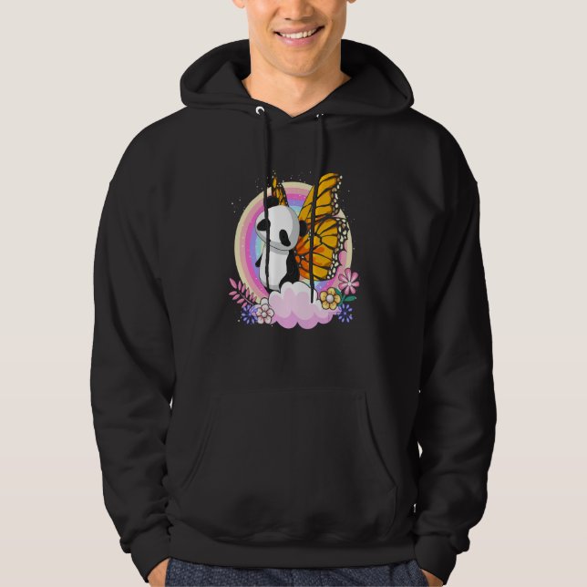 Cute Zoo Animal Fantasy Rainbow Butterfly Panda Hoodie (Framsida)