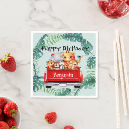 Cute Zoo-djungelfarm lastbil-Födelsedagsfesten Pappersservett