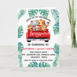 Cute Zoo-djungelfarm lastbil traktorpojken Birthda Inbjudan