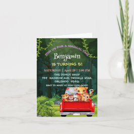 Cute Zoo-djungelfarm lastbil traktorpojken Birthda Inbjudan