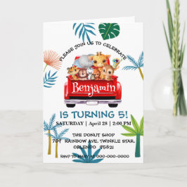 Cute Zoo-djungelfarm lastbil traktorpojken Birthda Inbjudan