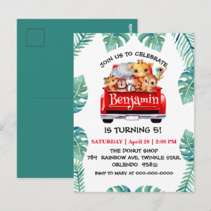 Cute Zoo djungelgård lastbil traktor pojke Födelse Vykort