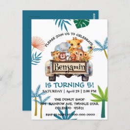 Cute Zoo djungelgård lastbil traktor pojke Födelse Vykort