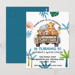 Cute Zoo djungelgård lastbil traktor pojke Födelse Vykort