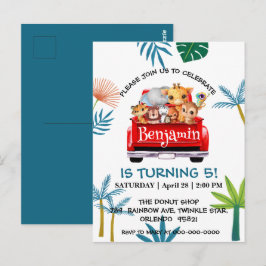 Cute Zoo djungelgård lastbil traktor pojke Födelse Vykort