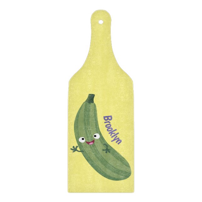 Cute zucchini lycklig tecknad illustration (Framsidan)