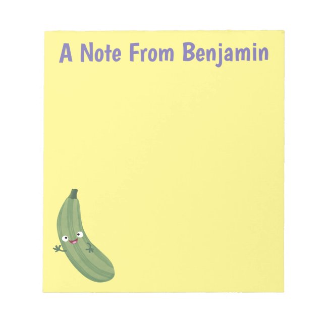 Cute zucchini lycklig tecknad illustration anteckningsblock (Framsida)