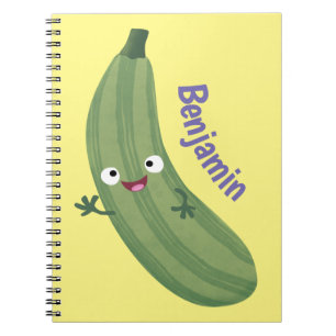 Cute zucchini lycklig tecknad illustration anteckningsbok
