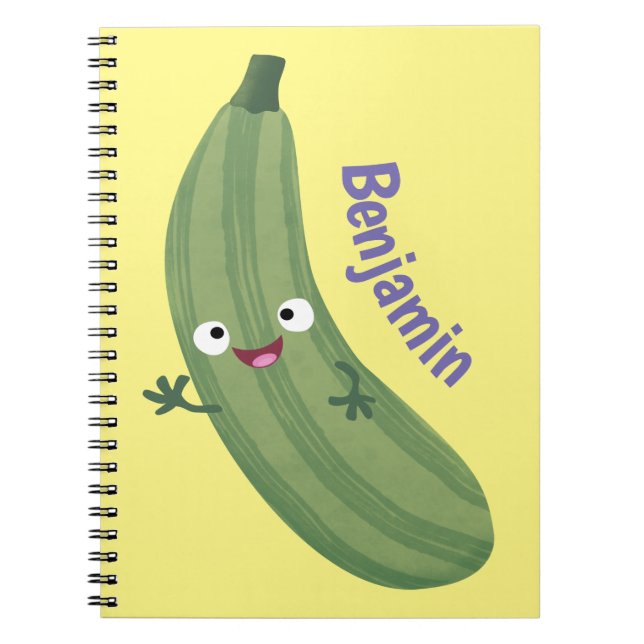 Cute zucchini lycklig tecknad illustration anteckningsbok (Framsidan)