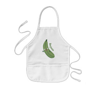 Cute zucchini lycklig tecknad illustration barnförkläde