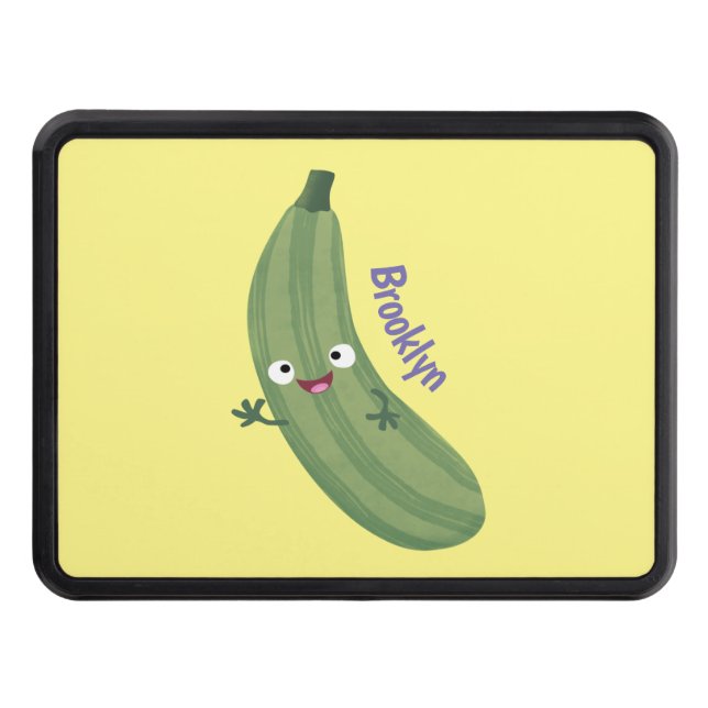 Cute zucchini lycklig tecknad illustration dragkroksskydd (Framsidan)