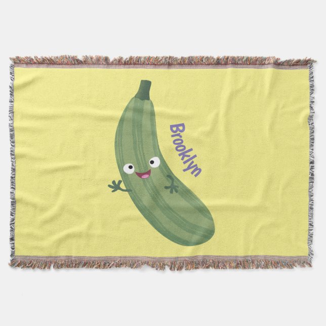 Cute zucchini lycklig tecknad illustration filt (Framsidan)