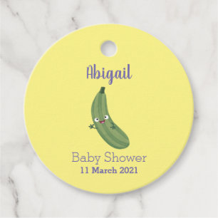 Cute zucchini lycklig tecknad illustration gåvor etiketter