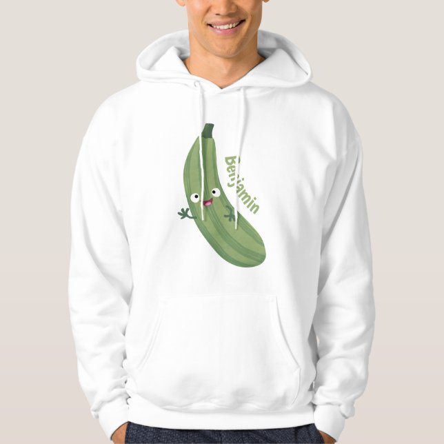 Cute zucchini lycklig tecknad illustration hoodie (Framsida)