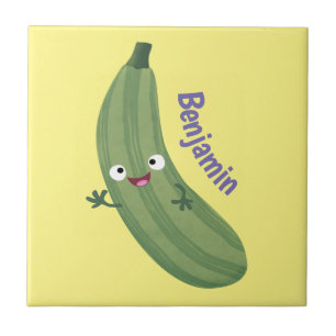 Cute zucchini lycklig tecknad illustration kakelplatta