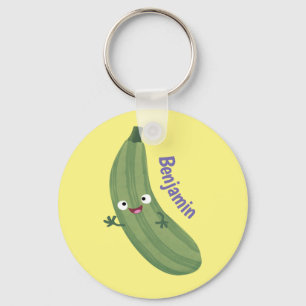 Cute zucchini lycklig tecknad illustration nyckelring