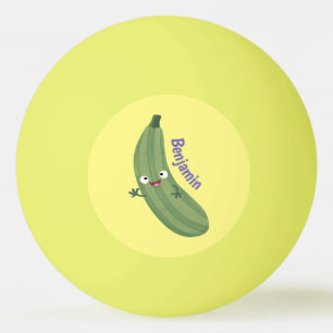 Cute zucchini lycklig tecknad illustration pingisboll