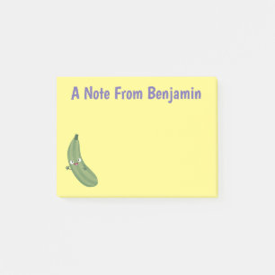 Cute zucchini lycklig tecknad illustration post-it block