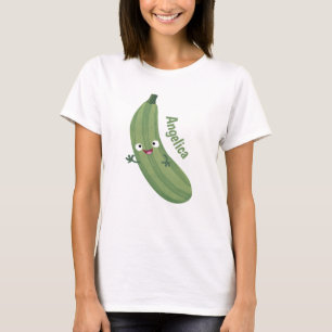 Cute zucchini lycklig tecknad illustration t shirt
