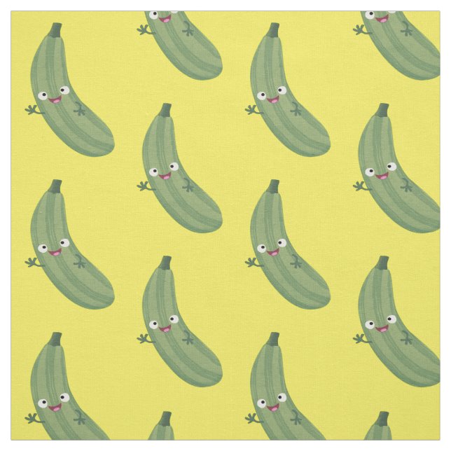 Cute zucchini lycklig tecknad illustration tyg (Provkarta)