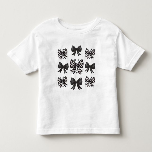 Cutecore Black and white bows T Shirt (Framsida)