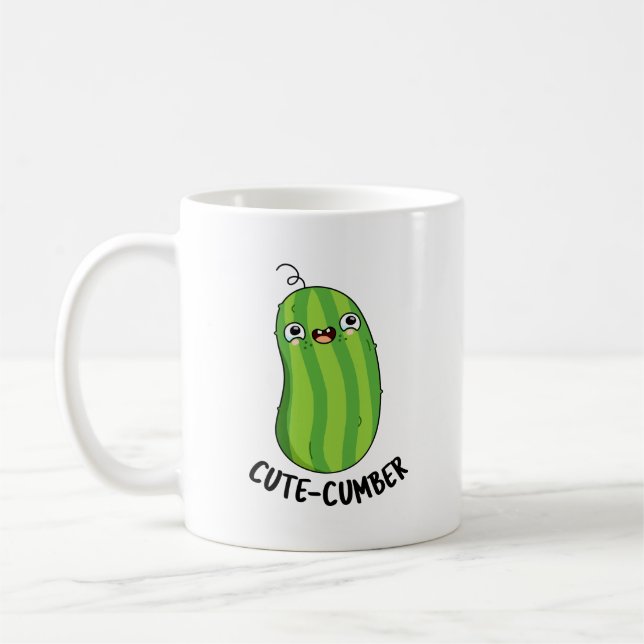 Cutecumber Funny Cucumber Pun Kaffemugg (Vänster)