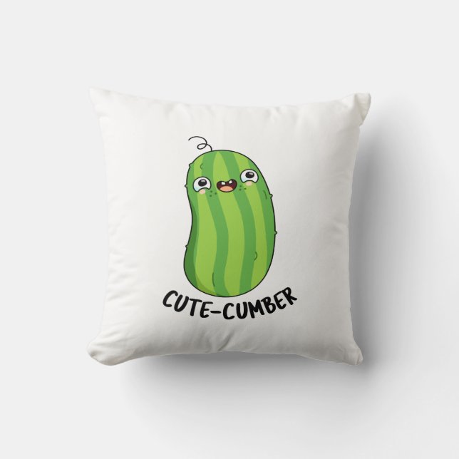 Cutecumber Funny Cucumber Pun Kudde (Framsida)